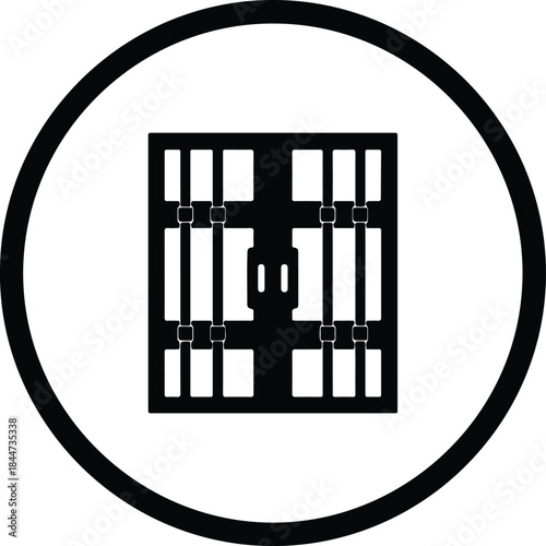 Vector Shipping container cargo door locking mechanism transport logistics silhouette Illustration