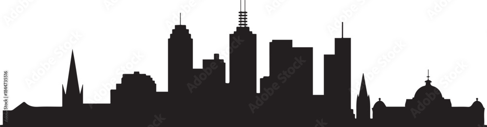 Fototapeta premium Melbourne city skyline. design Vector black silhouette