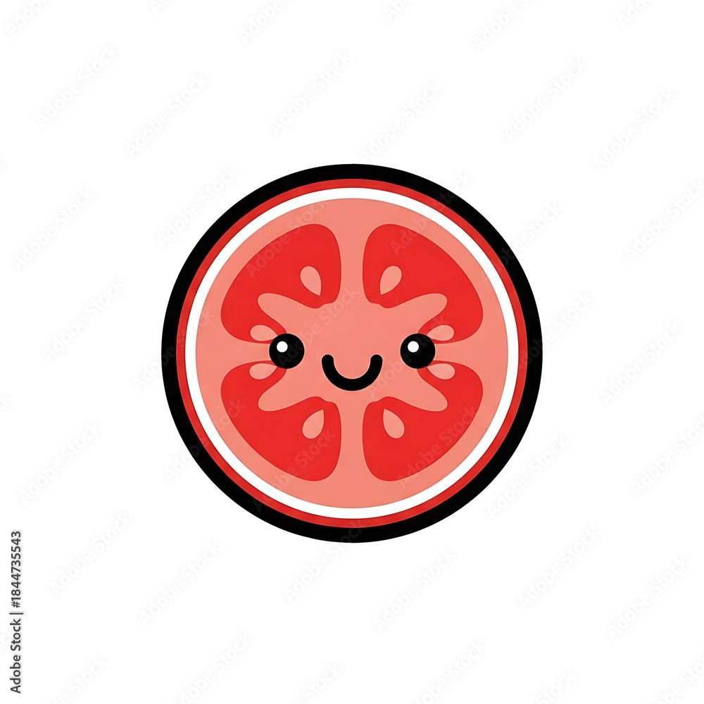 Obraz premium Tomato slice with kawaii style.