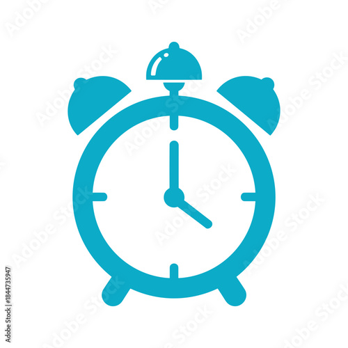 Alarm clock icon in teal color on white background