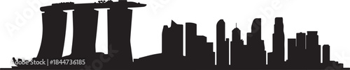 Singapore Central Skyline. design Vector black silhouette