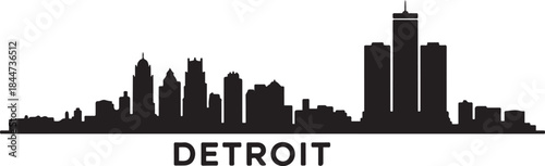 Detroit city skyline silhouette illustration. Michigan. design Vector black silhouette