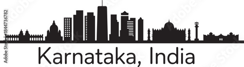 Bangalore skyline with Karnataka, India. design Vector black silhouette