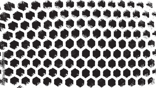 Graphic hexagon pattern in black and white. This modern vector illustration features a repeating design suitable for various applications.