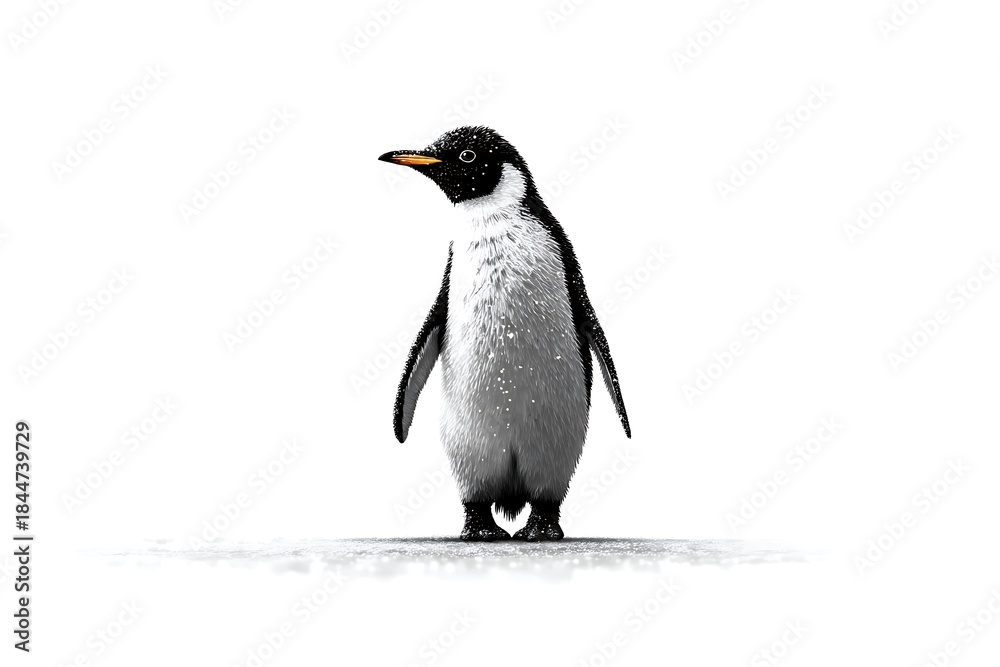 Naklejka premium Minimal black penguin wildlife artwork high resolution photo