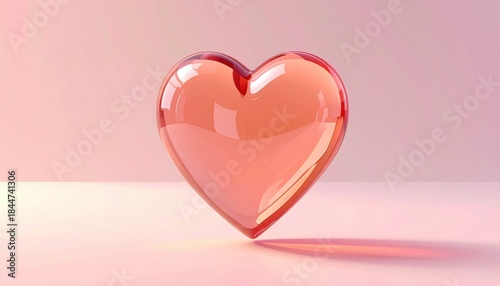 Isometric 3D Glass Heart Minimalist Render – Soft Pastel Background AI Generated image