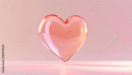 Isometric 3D Glass Heart Minimalist Render – Soft Pastel Background AI Generated image