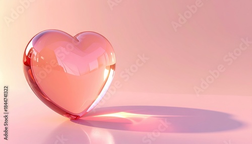 Isometric 3D Glass Heart Minimalist Render – Soft Pastel Background AI Generated image