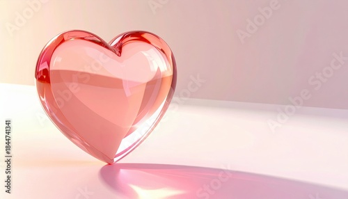 Isometric 3D Glass Heart Minimalist Render – Soft Pastel Background AI Generated image