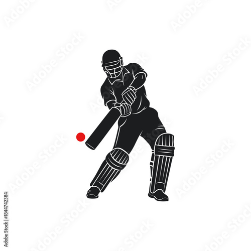 Cricket batsman, Cricket player icon logo flat vector design