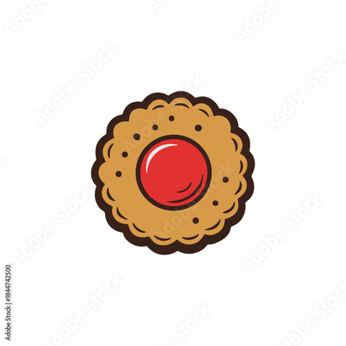Cookie with cherry icon logo flat vector design