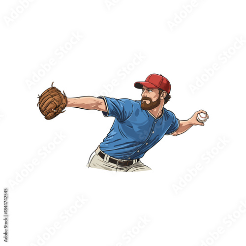 A baseball player throwing ball icon logo flat vector design