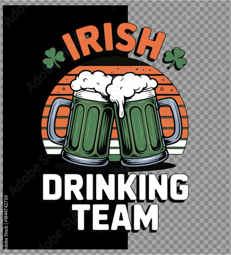 Illustration of irish drinking team beer mugs st patricks day celebration graphic design