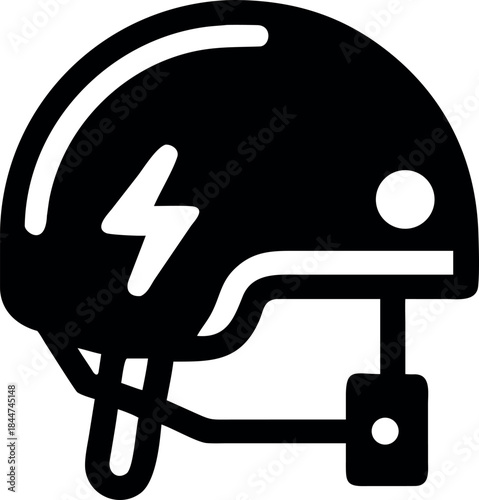 Electric Helmet Icon, Solar Powered Helmet, Smart Safety Gear and E Mobility Accessory