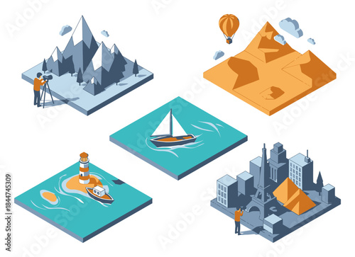 Isometric Travel Photography Vector Illustration