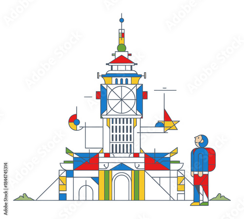 Geometric Abstract Tourist Landmark Vector Illustration