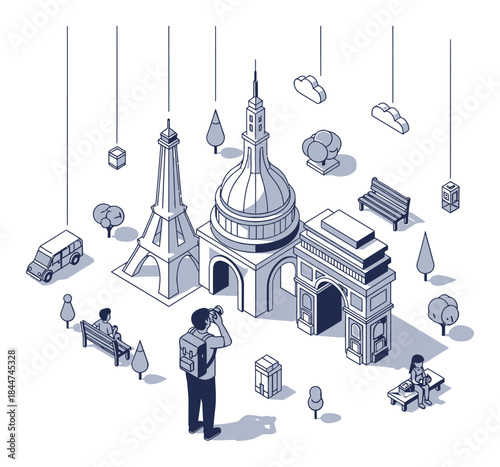 Isometric Tourist Landmark Vector Illustration