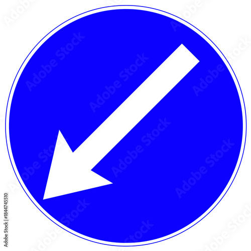 White Diagonal Down Left Arrow Traffic Sign PNG – Blue Circular Mandatory Direction Symbol with Transparent Background Free Download White Diagonal Down Left Arrow Traffic Sign PNG – Blue Circular Mandatory Direction Symbol with Transparent Background - GFXLoad