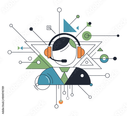 Geometric Abstract Customer Service Support Vector