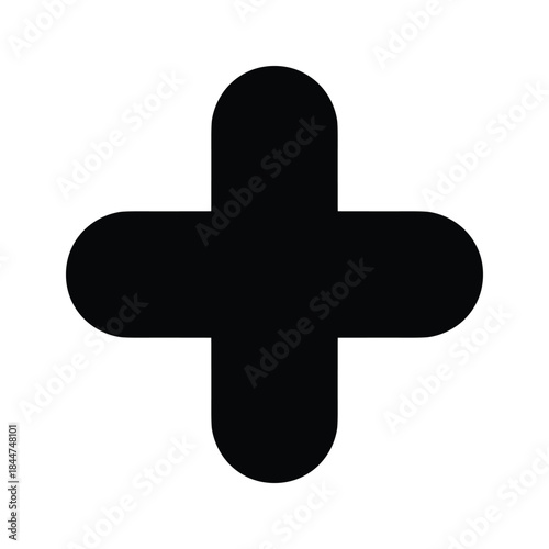 Black plus sign on white background