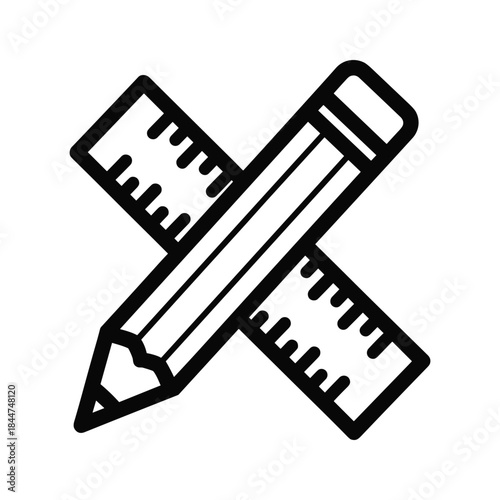 Pencil and ruler crossed illustration