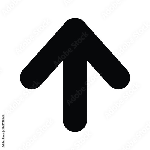 Black arrow pointing upwards on white background