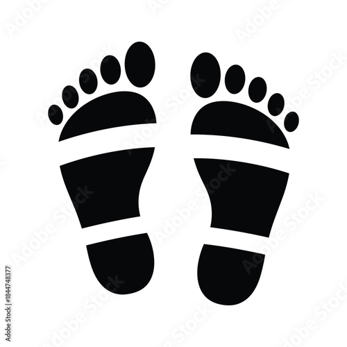 Black footprints on white background