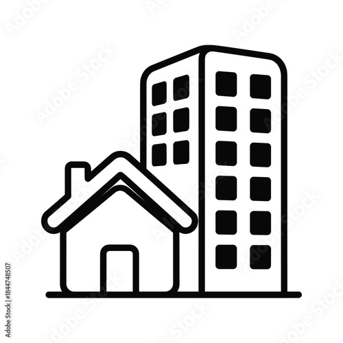 House and apartment building icon