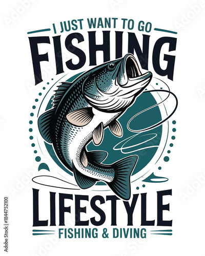 Vintage fishing expedition badge with trout fish and crossed rods vector