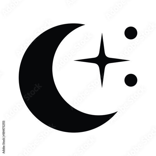 Crescent moon with star and dots symbol