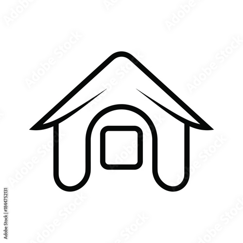 Simple dog house icon on white background