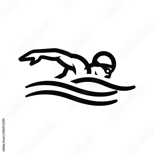 Swimmer in action, swimming silhouette