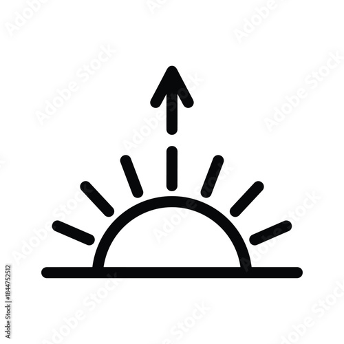 Simple sun rise icon with arrow
