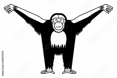 Stylized orangutan silhouette on a vibrant background