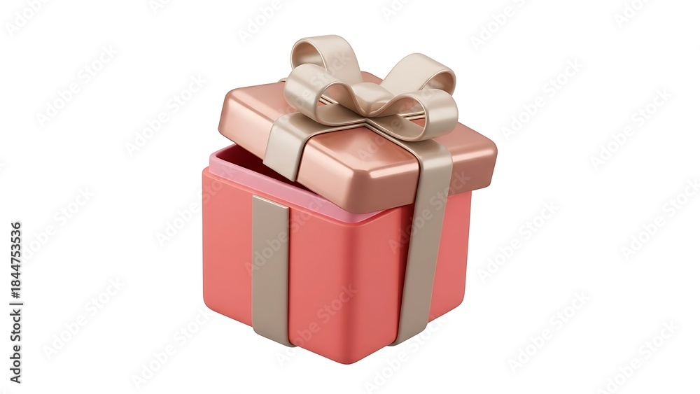 Fototapeta premium Pink Gift Box with Bow Ribbon Presentation Ready