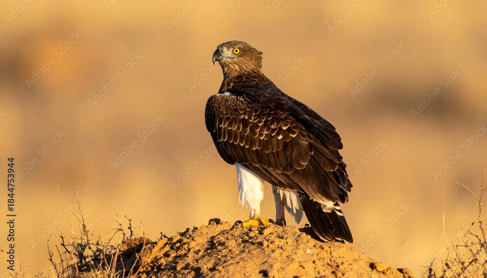 Fototapeta premium Majestic Mountain Eagles - Martial Eagle Surveying Kalahari Winter Plains