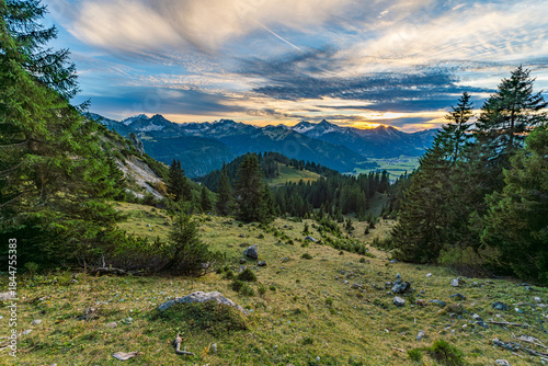 Golden Hour Hike Through Tannheimer Valleys Majestic Alpine Meadows and Snowy Peaks
