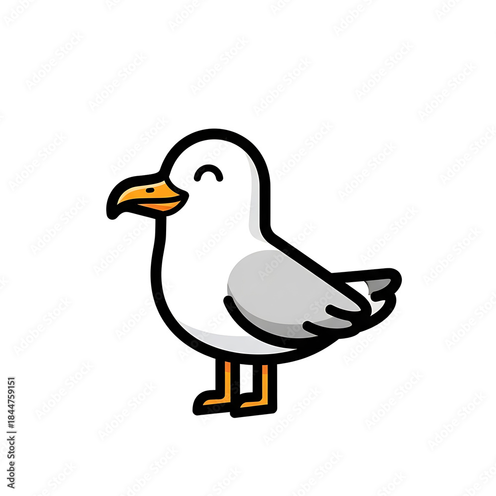 Obraz premium Cute Cartoon Seagull. (1)