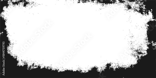Abstract black grunge frame border vector design with dirty ink paint splash texture