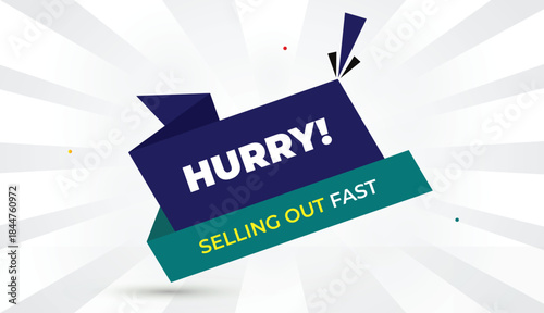 hurry selling out fast editable eps format web banner vector art illustration template design deep blue light green shapes bold font white gray gradient abstract illustration sunshine business backgro