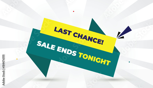 last chance sale ends tonight editable eps format web banner vector art illustration template design green yellow shapes bold font white gray gradient abstract illustration sunshine business backgroun
