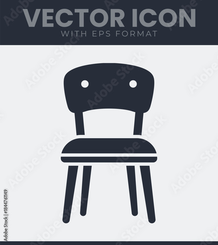 Simple furniture item for seating purposes, depicting a basic chair with a backrest and four legs, suitable for various design projects and interior concepts, vector illustration