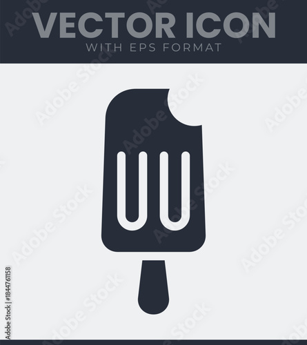 A frozen confection on a stick with a portion removed from the top, depicting a popular dessert item often enjoyed during warm periods, presented simply, vector illustration