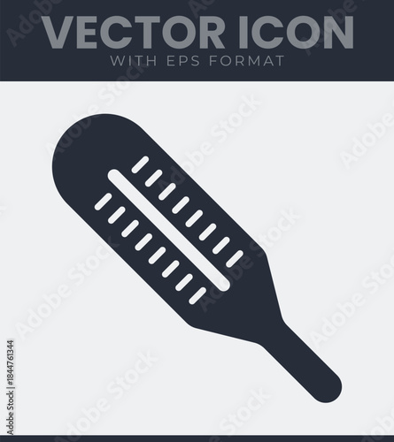 Simple medical instrument for measuring human body temperature and detecting fever or illness, essential tool for health monitoring and disease diagnosis, vector illustration