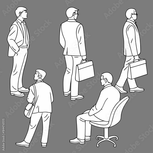  Business People Line Art & Vector Illustrations for Design