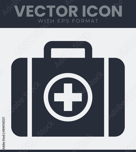 First aid kit container featuring a prominent cross symbol for immediate medical assistance and essential health care provision during emergencies and treatment situations, vector illustration