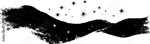 Black and white dotted wave rhythm stencil with star accents for creative design