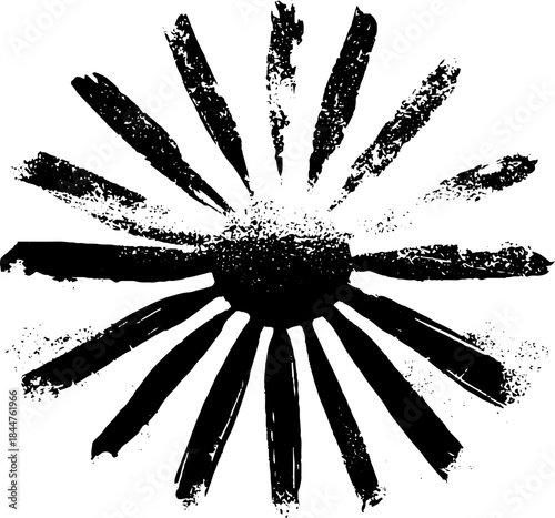 Dynamic energy burst rays silhouette design for urban art projects