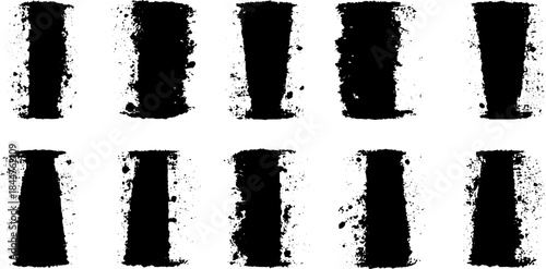 Black and white stencil grid with decorative abstract patterns for modern art and design