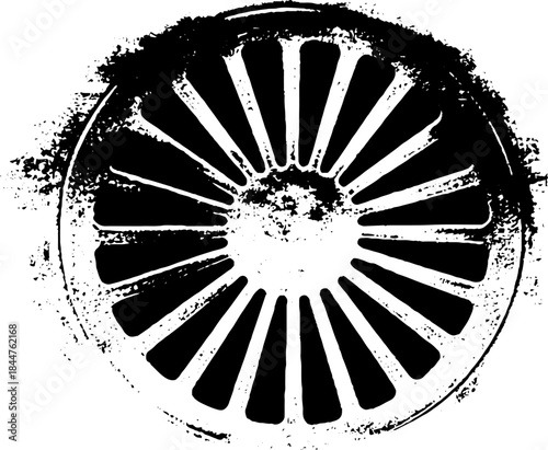 Black and white stencil illustration of heat diffuser plate for urban art designs